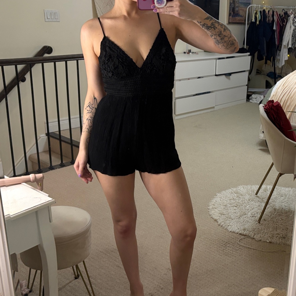 Black Lace Romper | Size S